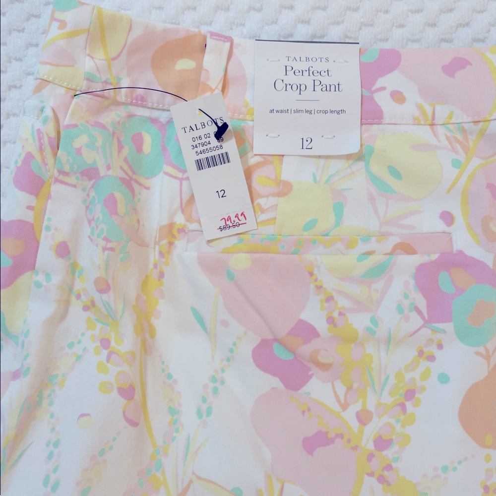Pastel flowered crop pants size 12